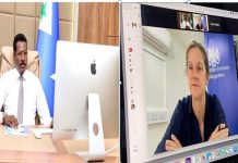 Madaxweynaha maamul goboleedka Galmudug oo kulan khadka internetka la yeeshay Safiirka ingiriiska u fadhiya Soomaliya