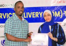 Guddoomiye ku-xigeenka Arrimaha Bulshada Gobolka Banaadir oo Tababar u soo xirtay shaqalaha adeeg bixinta