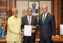 Ra’iisul Wasaare Rooble oo liiska musharaxiinta Gobollada Woqooyi ka guddoomay Guddoomiyaha Aqalka Sare ee iyo Ra’iisul Wasaareku xigeenka