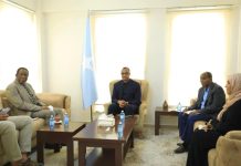 Wasiirka Gaadiidka iyo Duulista Hawada Soomaaliya oo la kulmay Wakiilka Midowga Afrika ee Soomaaliya