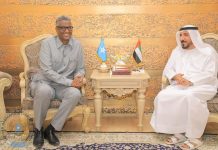 Ergeyga gaarka ah ee arrimaha Gurmadka Abaaraha oo kulan la yeeshay safiirka Dowladda imaaraadka Carabta ee Soomaaliya