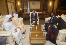 Ra’iisal wasaaraha XFS oo xafiiskiisa ku qaabilay Safiirka Imaaraadka Carabta ee Soomaaliya