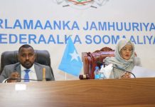 Guddoomiye ku Xigeenka koowaad ee Golaha Marwo Sacdiya Yaasiin oo shir guddoomisay Kalfadhiga 2aad kulankiisa 25aad ee Golaha Shacabka BJFS
