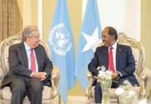 Madaxweyne Xasan Sheekh oo Qasriga Madaxtooyada ku Qaabilay Xoghayaha Guud ee Qaramada Midoobey