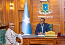 Wasiirka Caddaaladda Soomaaliya oo xafiiskiisa ku qaabilay Wasiirka Cadaaladda Galmudug