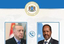 Madaxweyneyaasha Soomaaliya iyo Turkiga oo khadka Teleefoonka ku wada xiriiray