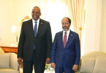 Madaxweyne Xasan Sheekh oo Jabuuti kula kulmay wasiirka difaaca Mareykanka