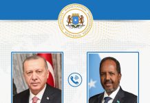 Madaxweynaha JFS oo khadka taleefanka kula hadlay Madaxweynaha Turkiga