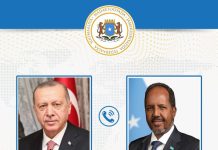 Madaxweynaha JFS iyo dhiggiisa Turkiga oo qadka taleefoonka ku wada hadlay