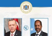 Madaxweynaha JFS oo qadka telefoonka kula hadlay dhiggiisa dalka Türkiye