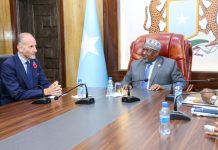 Kusimaha Madaxweynaha oo la kulmay Safiirka Ingiriiska u fadhiya Muqdisho