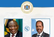 Madaxweyne Xasan Sheekh oo wadahadal Teleefanka ah la yeeshay dhigiisa Koofur Afrika