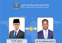 Dowladda Indonesia oo mar kale xaqiijisay taageerada buuxda ee Madax-Bannaanida iyo Midnimada Dhuleed ee Dalka Soomaaliya