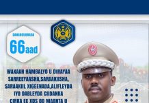 Taliyaha Ciidanka Xoogga Dalka oo Hambalyo u diray Ciidanka Cirka Xuska Sanad-Guuradii 66-aad